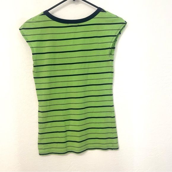 Theory- bright green and blue striped v neck tank- small - Picture 8 of 12